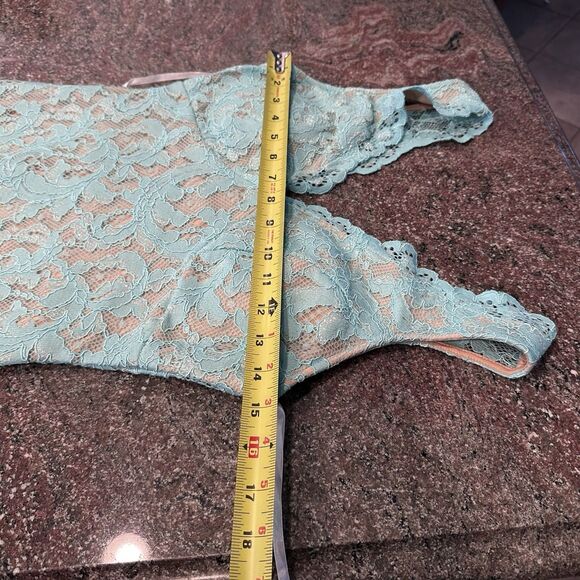 Deb Prom‎ Maxi Dress Size 1  Sleeveless Lace Bodycon Lined Formal Mint  Fairy - Picture 12 of 16